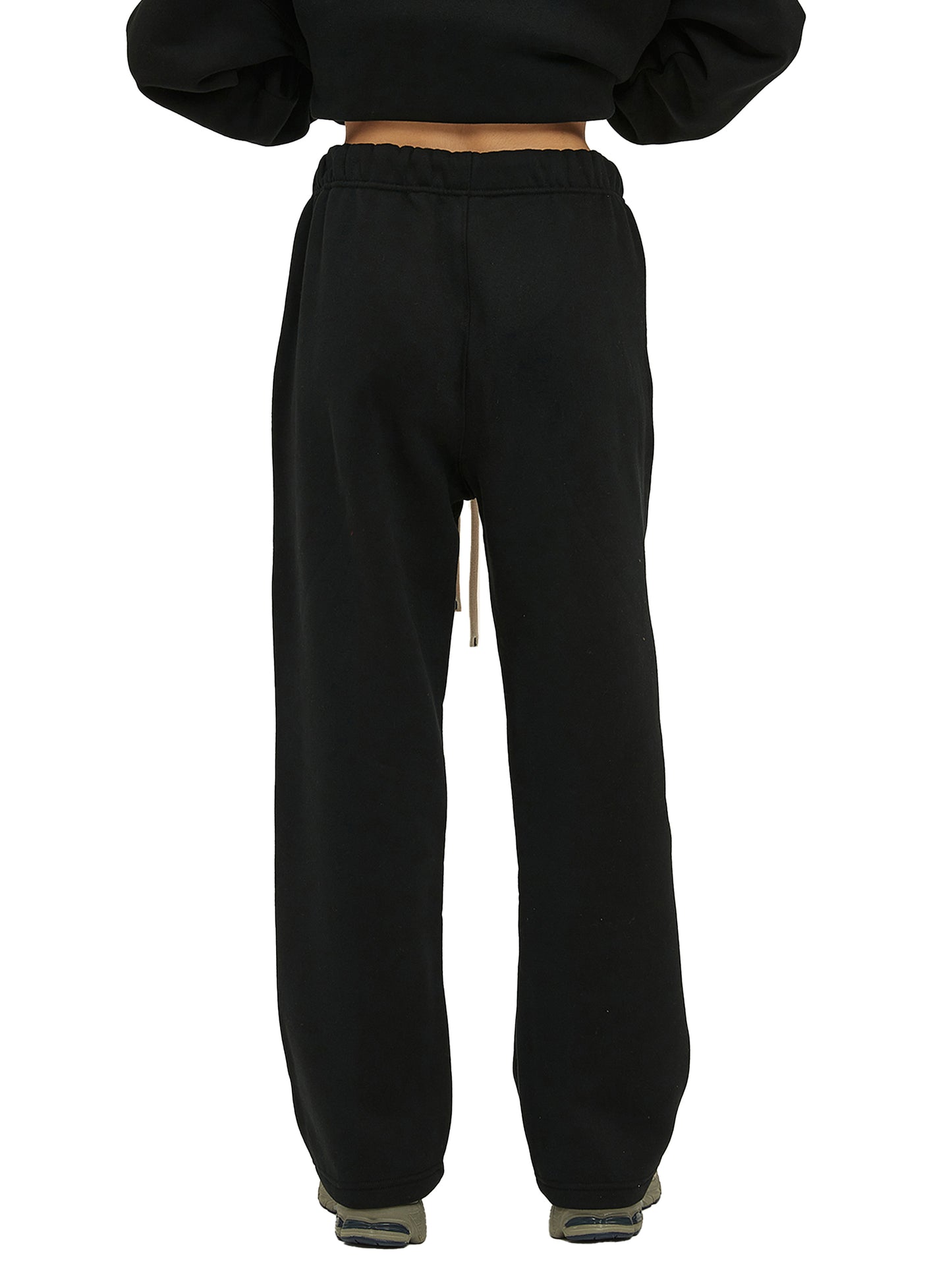 Unisex Solid Color Fleece Straight Leg Pants