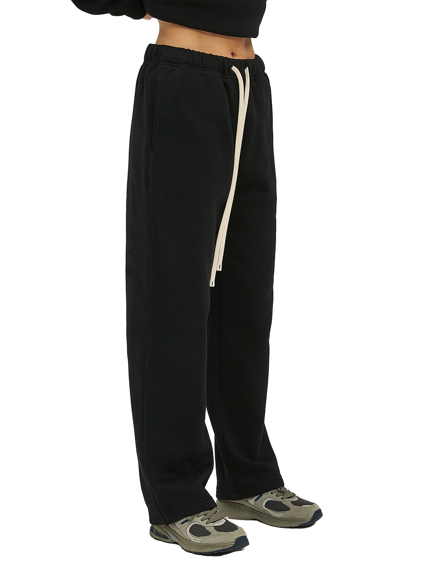 Unisex Solid Colour Chartered Streetwear Straight Leg Pants