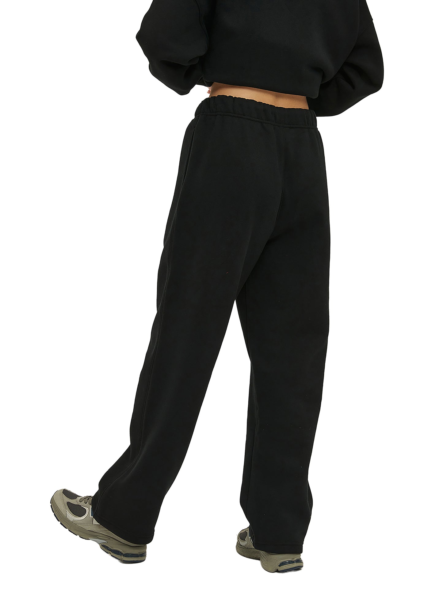 Unisex Solid Color Fleece Straight Leg Pants